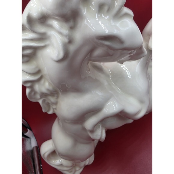 Vintage 1983/85 White Ceramic Horses Statue Signed 12.5" Equestrian Decor Rare - Picture 5 of 16
